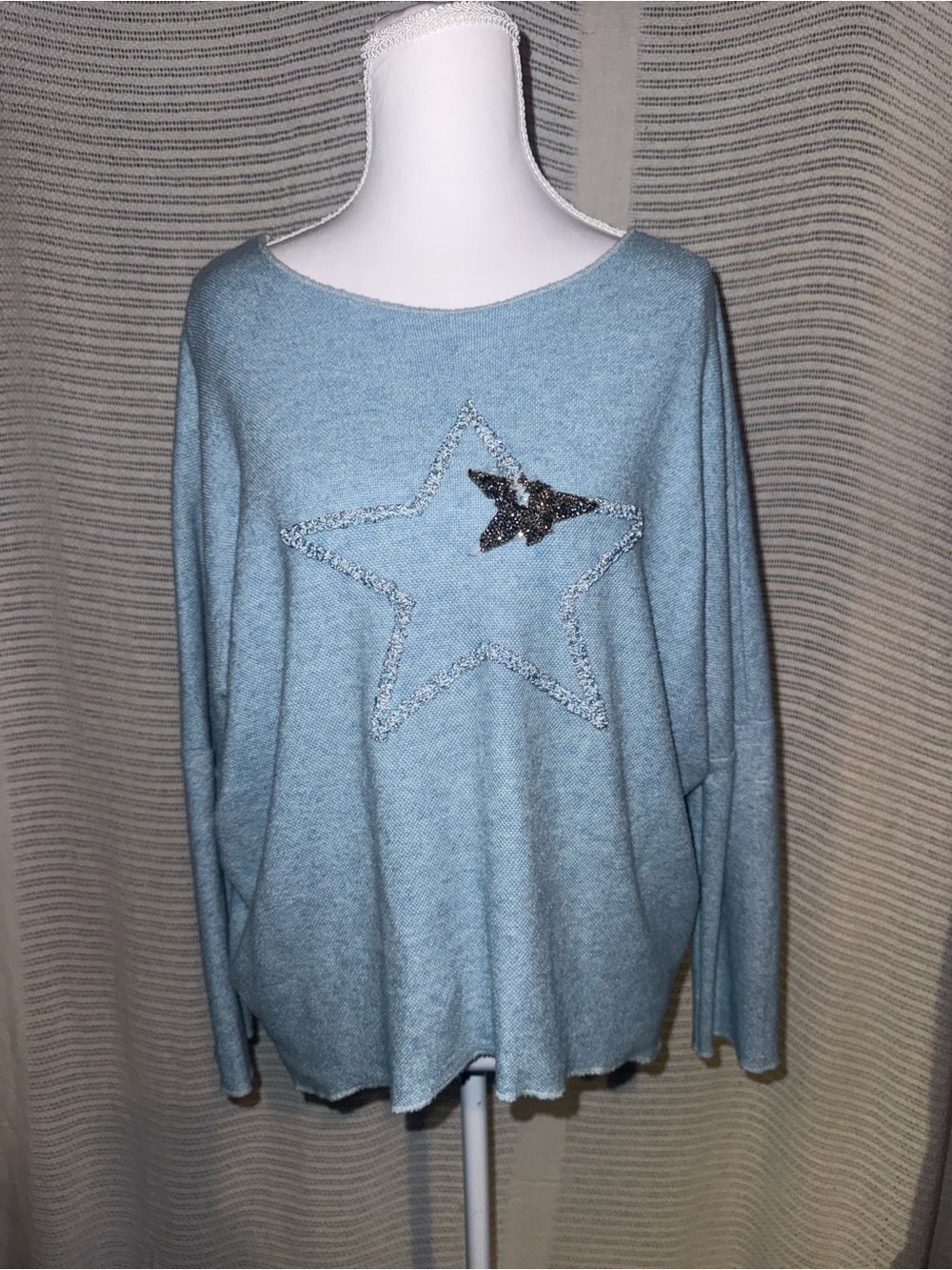 Light Blue Star Embellished Women’s Sweater